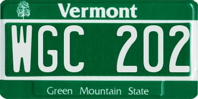 VT license plate WGC202