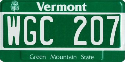 VT license plate WGC207