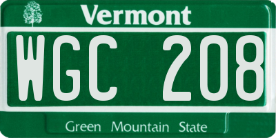 VT license plate WGC208
