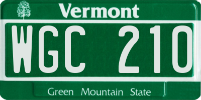 VT license plate WGC210