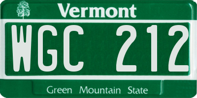 VT license plate WGC212