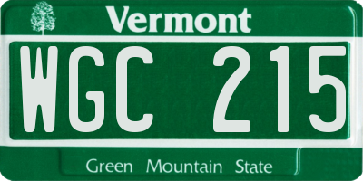 VT license plate WGC215