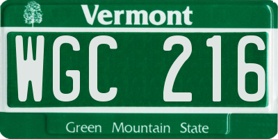 VT license plate WGC216