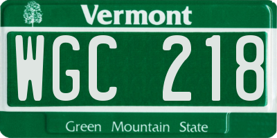 VT license plate WGC218