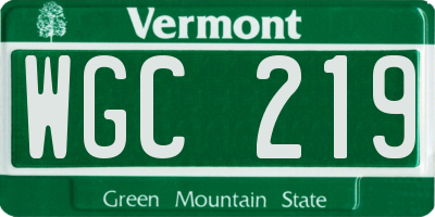 VT license plate WGC219