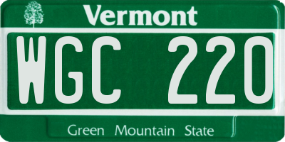 VT license plate WGC220