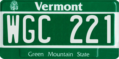 VT license plate WGC221