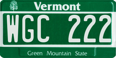 VT license plate WGC222