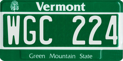 VT license plate WGC224