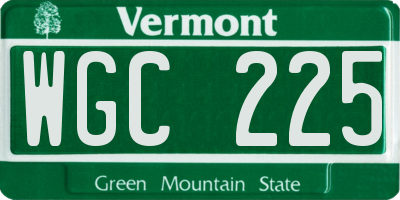 VT license plate WGC225