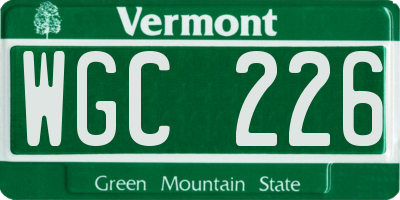 VT license plate WGC226