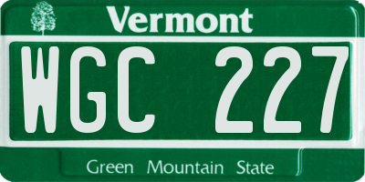 VT license plate WGC227