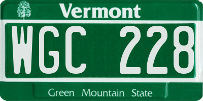 VT license plate WGC228