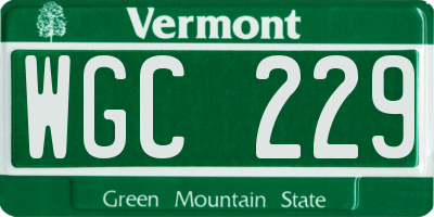 VT license plate WGC229