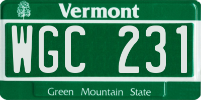 VT license plate WGC231