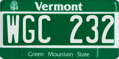 VT license plate WGC232