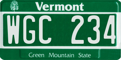 VT license plate WGC234