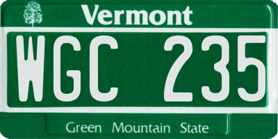 VT license plate WGC235