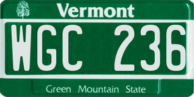 VT license plate WGC236