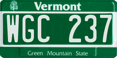 VT license plate WGC237