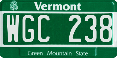 VT license plate WGC238
