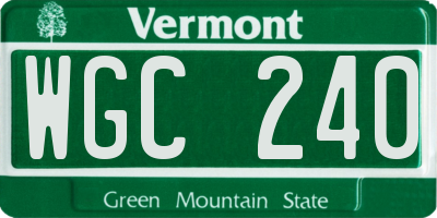 VT license plate WGC240
