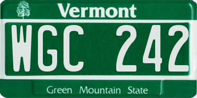 VT license plate WGC242
