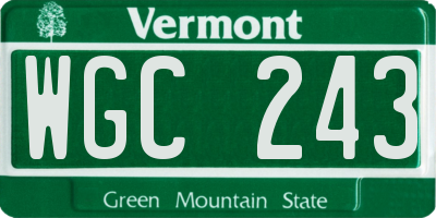 VT license plate WGC243