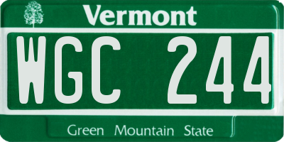 VT license plate WGC244
