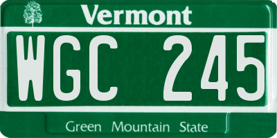 VT license plate WGC245