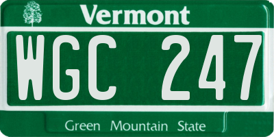 VT license plate WGC247