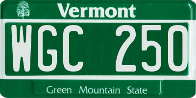 VT license plate WGC250