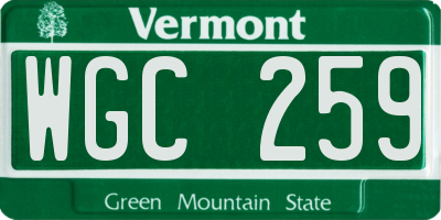 VT license plate WGC259