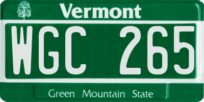 VT license plate WGC265