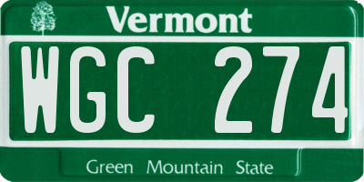 VT license plate WGC274