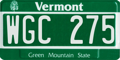 VT license plate WGC275