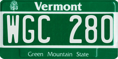 VT license plate WGC280