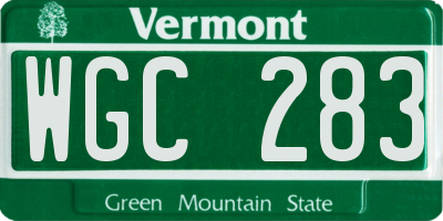 VT license plate WGC283