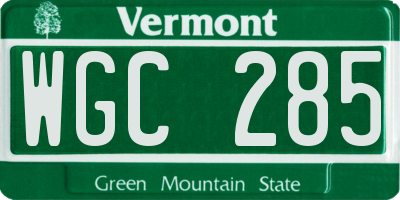 VT license plate WGC285