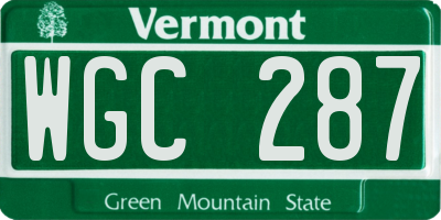 VT license plate WGC287