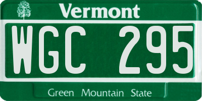 VT license plate WGC295
