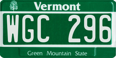 VT license plate WGC296