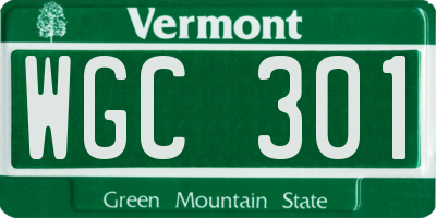 VT license plate WGC301