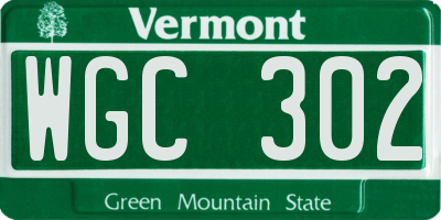 VT license plate WGC302