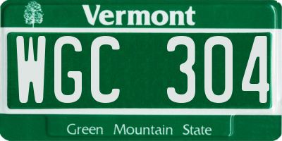 VT license plate WGC304