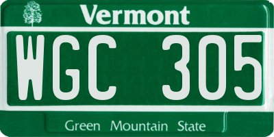 VT license plate WGC305