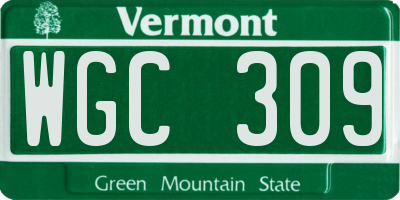 VT license plate WGC309