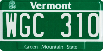 VT license plate WGC310