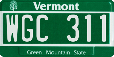 VT license plate WGC311