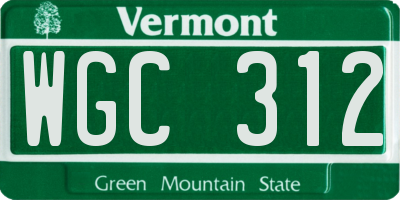 VT license plate WGC312